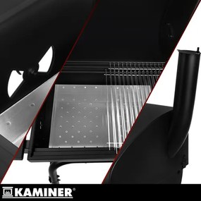 Голяма скара за барбекю на дървени въглища с капак и термометър