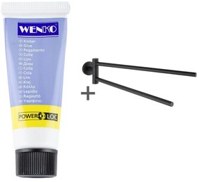 Матово-черна самозалепваща се поставка за кърпи от неръждаема стомана Bosio – Wenko