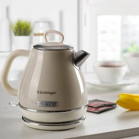 Електрическа кана Ariete VINTAGE 2868/03, 1630W, 1 л, Метален корпус, Бързо завиране, Безжична основа, Бежов
