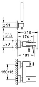Смесител за баня в комплект Grohe Eurocube