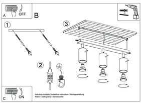 Дървено осветление за таван , дължина 45 cm Ludwik - Sollux