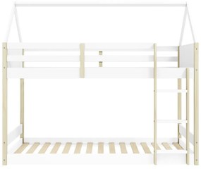 Двуетажно детско легло тип къща в бял и естествен цвят 90x190 cm Valka – Marckeric