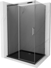 Mexen Omega плъзгаща се душ кабина 100 x 80 см, графит, хром + поддушов поднос