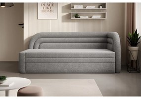 Сив сгъваем/с място за съхранение диван от прежда с примки от букле десен ъгъл 223 cm Fabillo – ELTAP