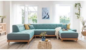 Тюркоаз разтегателен ъглов диван (ляв ъгъл/"U" форма) Dazzling Daisy – Miuform