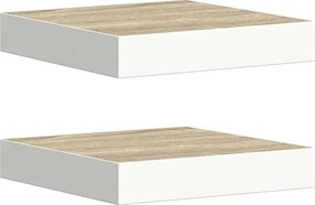 326568 vidaXL Окачени стенни рафтове, 2 бр, дъб и бял, 23x23,5x3,8 см, МДФ