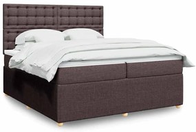 3292180 vidaXL Боксспринг легло с матрак, тъмнокафяво, 200x200 см, плат