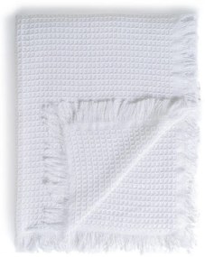 Бяло покривало за легло от рециклиран памук 260x280 cm Honeycomb – Ixia