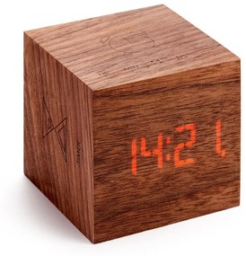 Будилник от орехово дърво Cube Plus - Gingko