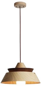 Дървен полилей на кабел, 1xE27/60W/230V, Ø 33 см, масивен/дъб/орех/каучуково дърво