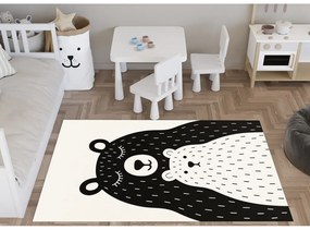 Черно-бял детски килим подходящ за пране 80x120 cm Bear Family v2 – Vitaus