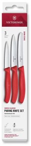 Victorinox - Комплект от 3 бр. кухненски ножа за зеленчуци SWISS CLASSIC, червен