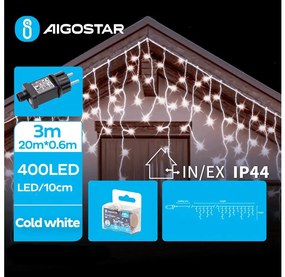 Aigostar - LED Екстериорни Коледни лампички 400xLED/8 функции 23x0,6m IP44 студено бял