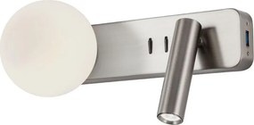 Redo 01-2993 - LED стенно осветително тяло OASIS LED/3W/230V+1xG9/10W USB CRI 90 хром