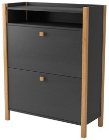 Тъмно сив шкаф за обувки с две чекмеджета Bode - Woodman