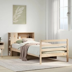 3321875 vidaXL Легло с рафтове за книги, без матрак, 90x200 см, бор масив