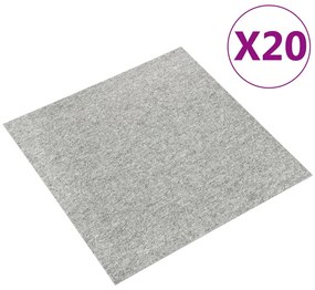 147310 vidaXL Килимни плочки за под, 20 бр, 5 м², 50x50 см, светлосиви