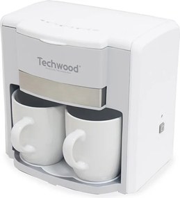 Втора ръка: Кафемашина с две чаши Techwood TCA-202, 500W, Перманентен филтър, Бял
