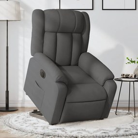 3205341 vidaXL Електрически изправящ реклайнер стол, тъмносив, текстил
