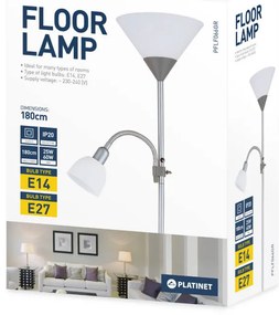 Подова LED лампа Platinet, E27 - 60W, E14 - 25W, IP20, 180 см, Черен