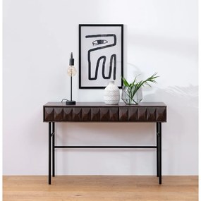 Тъмнокафява конзолна маса с дъбов плот 39x117 cm Latina – Unique Furniture
