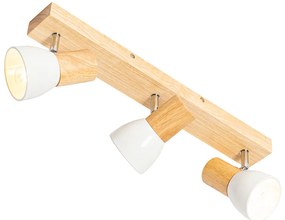 Дървен таванен прожектор с бял регулируем 3-светлина - Thorin