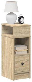 858619 vidaXL Нощни шкафчета, 2 бр, с чекмедже, дъб сонома, 25x31x66 см