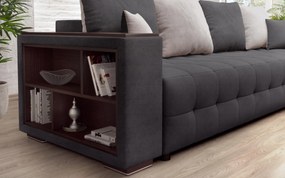 Разтегателен ъглов диван с подлакътник етажерка Мелвин Спринг