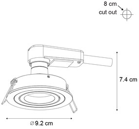 Комплект от 6 модерни вградени спота Gunmetal GU10 50mm кръгли с наклон - Rondoo