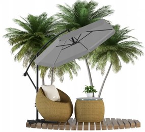 Сив градински чадър с LED светлина 3 м