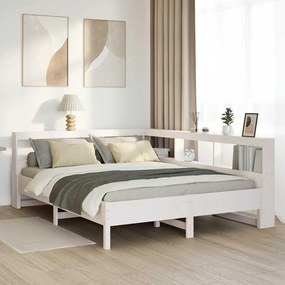 3324416 vidaXL Легло с етажерка за книги, без матрак, 160x200 см, бор масив