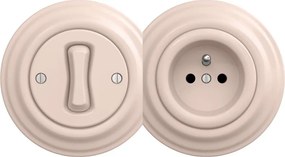 Kliklap - Ретро еднополюсен ключ № 1 и розетка 230 V с рамка в приглушено розово