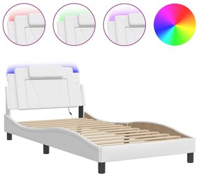 3214002 vidaXL Рамка за легло Viana с LED без матрак бяла 100x200 см