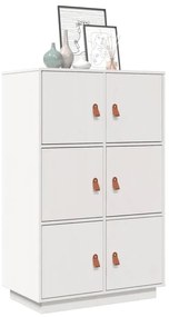 820173 vidaXL Висок шкаф, бял, 67x40x108,5 см, борово дърво масив
