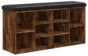 835114 vidaXL Пейка за обувки, опушен дъб, 102x32x50 см, инженерно дърво