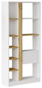 Бял/естествен дъбов шкаф за книги 76x160 cm Martina - Kalune Design
