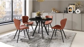 АЛМО Черно/черни крака - КРЪГЛА РАЗТЕГАТЕЛНА МАСА С Y-ОБРАЗНИ КРАКА В ЛОФТ/ИНДУСТРИАЛЕН СТИЛ ЗА ХОЛ ИЛИ ТРАПЕЗАРИЯ