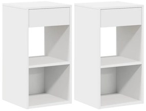 858714 vidaXL Нощни шкафчета с чекмеджета, 2 бр, бели, 35x34x66,5 см