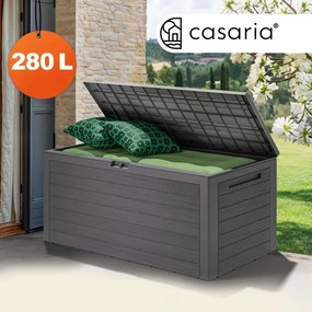 Градинска кутия за съхранение WOODY 280 л - сива, водоустойчива, с възможност за заключване