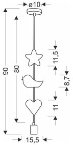 Детска лампа в бяло и розово с метален абажур Single - Candellux Lighting