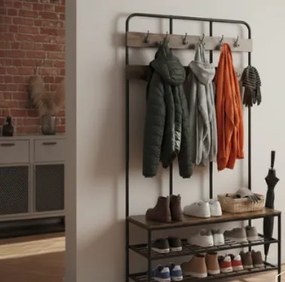 Свободностояща закачалка за дрехи с куки и рафтове - 100 x 40 x 186 cm