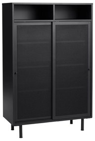 Черно метално шкафче с плъзгащи се врати 90x140x40 cm Veep – Unique Furniture
