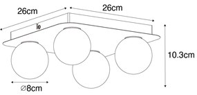 Модерна таванна лампа за баня месинг квадратна 4-светлинна - Cederic