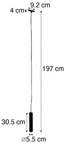 Дизайнерска висяща лампа черна вкл. адаптер за релса 1-фазен - Slimline Tuba Small