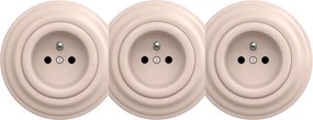 Kliklap - Тройна ретро домашна електрическа розетка с рамка 230V старо-розова