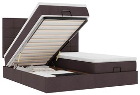 3314551 vidaXL Османска легло с матрак и LED, тъмнокафяво, 200x200 см, плат