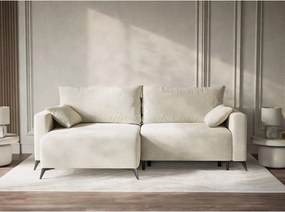 Кремав шенилов сгъваем/с място за съхранение ъглов диван (ляв ъгъл) Leon – Maison de Rêve