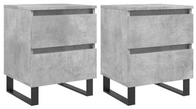 826901 vidaXL Нощни шкафчета 2 бр бетонно сив 40x35x50 см инженерна дървесина