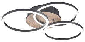 Черно-кафява LED светлина за таван 43x43 cm Circle - Trio