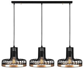 Висящо осветително тяло в черен и меден цвят с метален абажур Fellini – Opviq lights